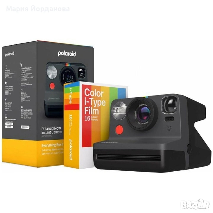 Фотоапарат за моментни снимки Polaroid EB Now Gen 2, Черен, снимка 1