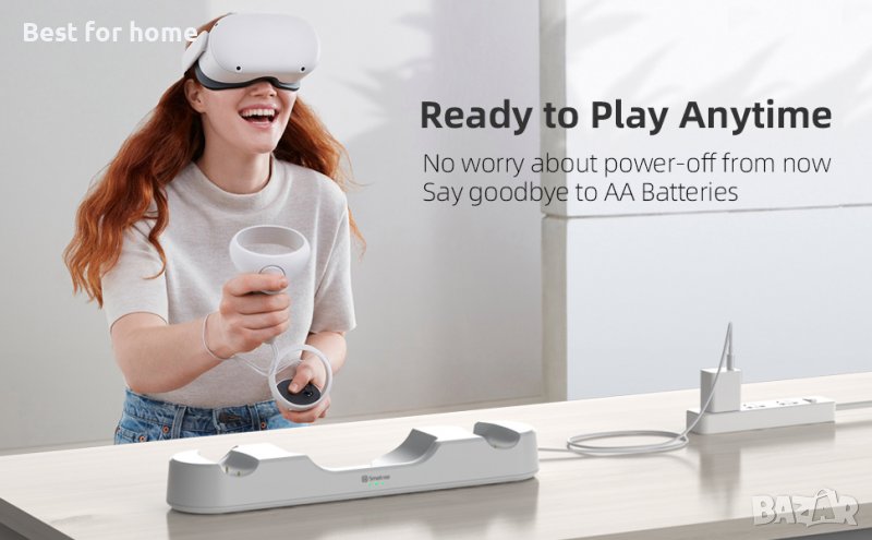 Smatree зареждане на док, съвместим за Oculus Quest 2/Meta Quest 2, VR контролер и зареждане на слуш, снимка 1