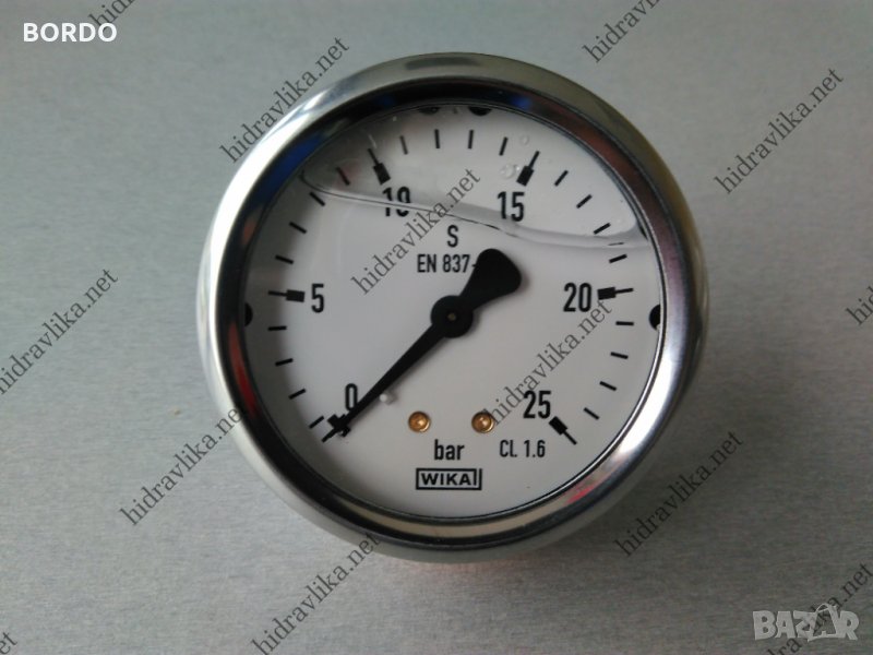 Манометър с глицерин WIKA - Ф63/0-25 bar (аксиален), снимка 1