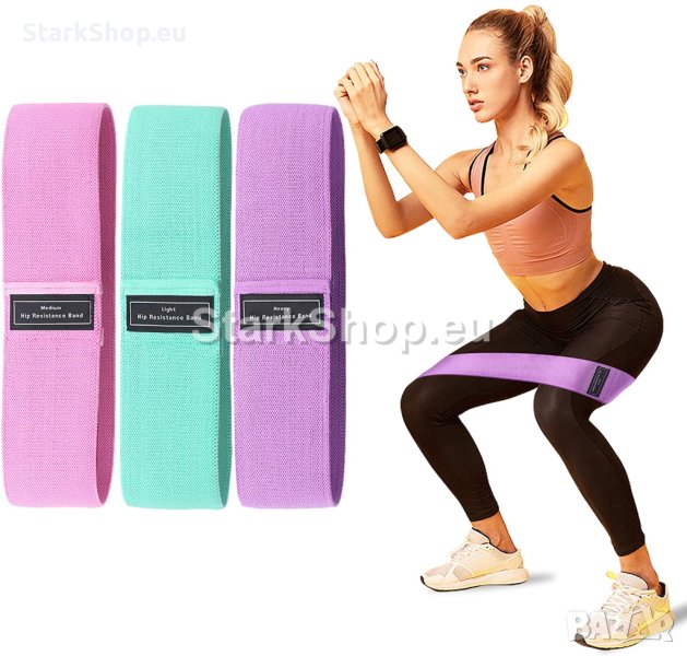  Текстилни тренировъчни ластици за фитнес, йога и пилатес, снимка 1
