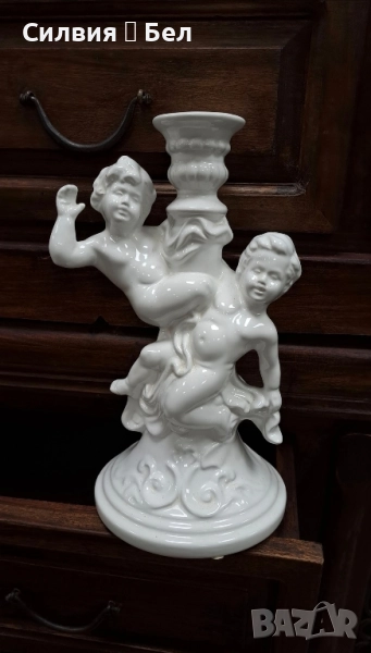 Свещник с двойка херувими , снимка 1