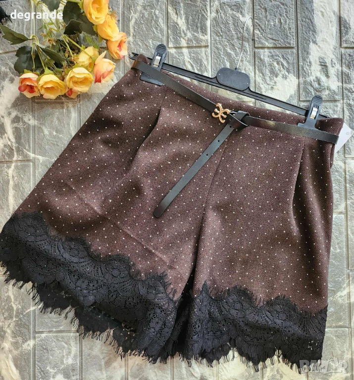 Къси дамски Панталонки с ДАНТЕЛА и КАМЪЧЕТА, снимка 1