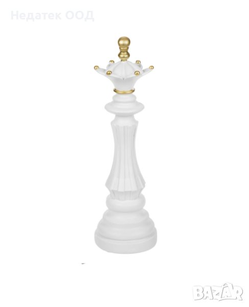 Декоративна пешка за шах, "Дама", бяло злато, 11xH36cm, снимка 1