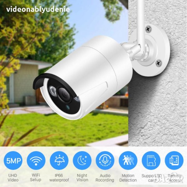Super Ultra HD 5 MPx IR-CUT 3 АRRAY Метална Водоустойчива H.265 WI-FI IP Камера IP67 Защита mSD Слот, снимка 1