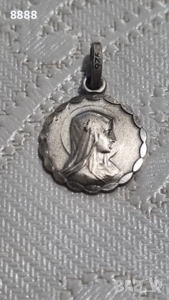 Античен сребърен медал/висулка на Света Мария от Лурд, снимка 1