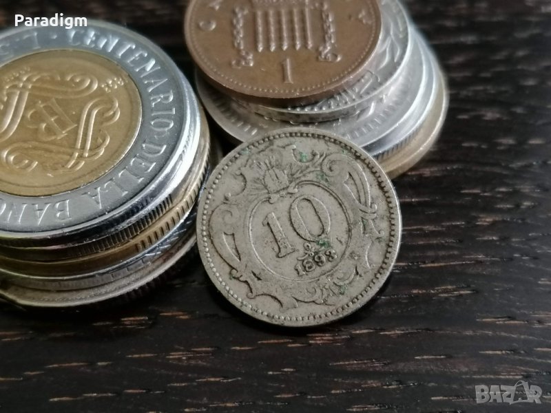 Монета - Австро-Унгария - 10 хелера | 1893г., снимка 1