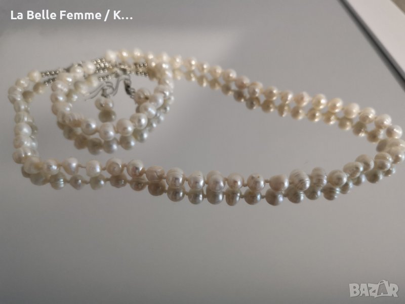 Комплект от перли - колие, гривна и обеци, снимка 1