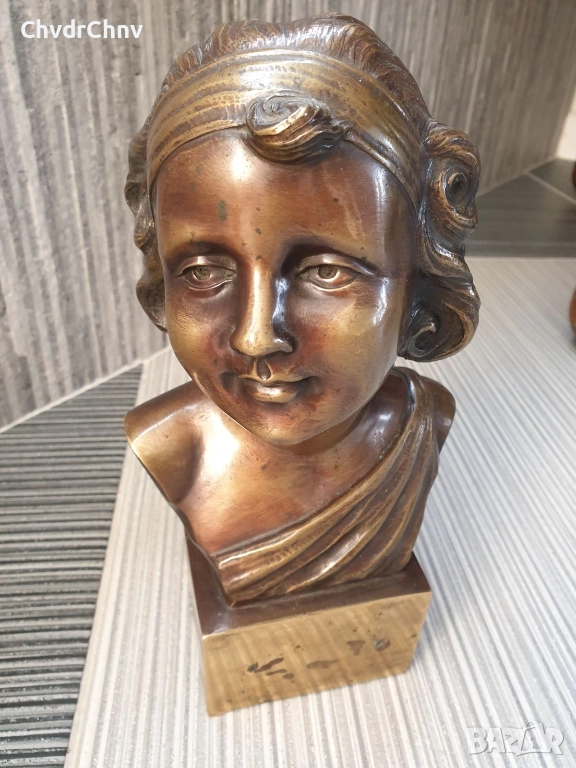 26см-5кг статуетка-бюст/френска бронзова скулптура/фигура на момиче, снимка 1