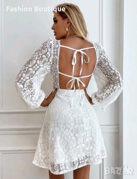 ЛИКВИДАЦИЯ! Бяла дантелена рокля с дълъг ръкав, снимка 1