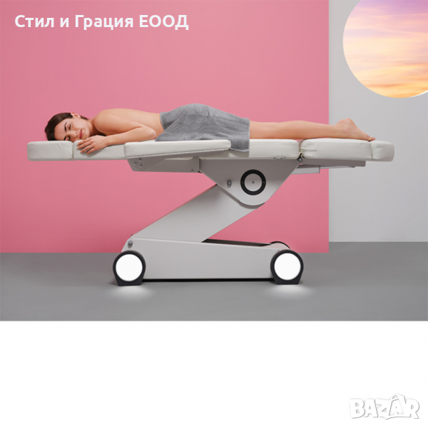 Електрическа кушетка SWOP - S502 B-LIGHT(4 мотора) 193 х 56/85 х 60/105 см- бяла с LED светлина, снимка 1