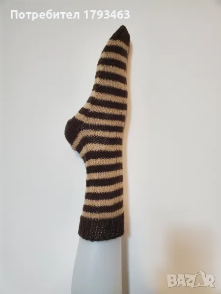 Ръчно плетени чорапи от вълна, размер 38, снимка 1