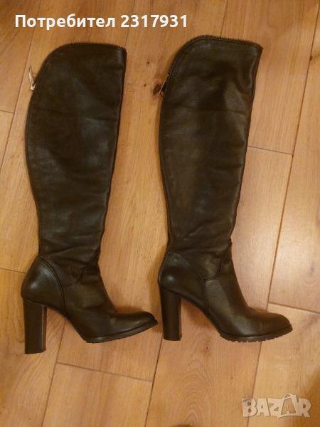 Елегантни и топли кожени ботуши над коляното, снимка 1