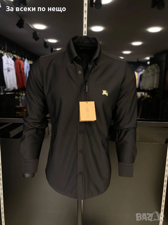 Burberry Мъжка Черна Риза С Дълъг Ръкав Бърбъри Код A1152, снимка 1