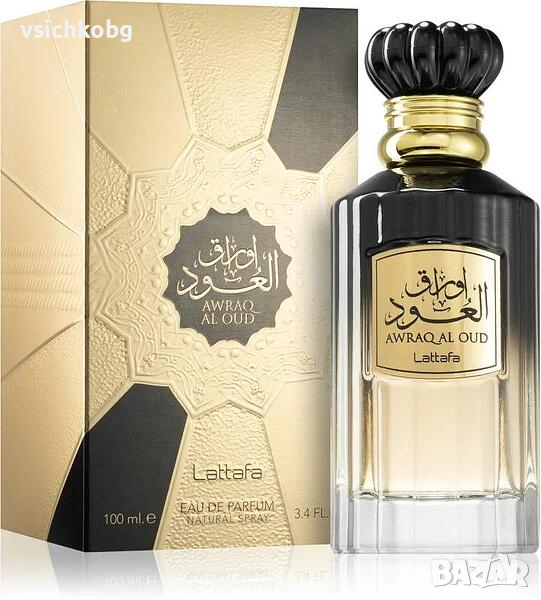 Луксозен aрабски парфюм Lattafa Perfumes Awraq Al Oud 100 мл Уд, кехлибар, сандалово дърво и роза, снимка 1