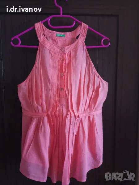 Benetton летен топ цвят корал, снимка 1