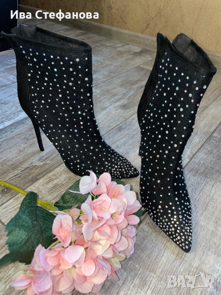 Разкошни официални  боти с камъни диаманти блестящи цирконий Shoe Aquarium, снимка 1