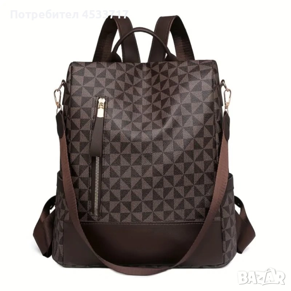 дамска раница с регулируеми ремъци, лека ПУ, затваряне със зип, подложка от полиестер, снимка 1