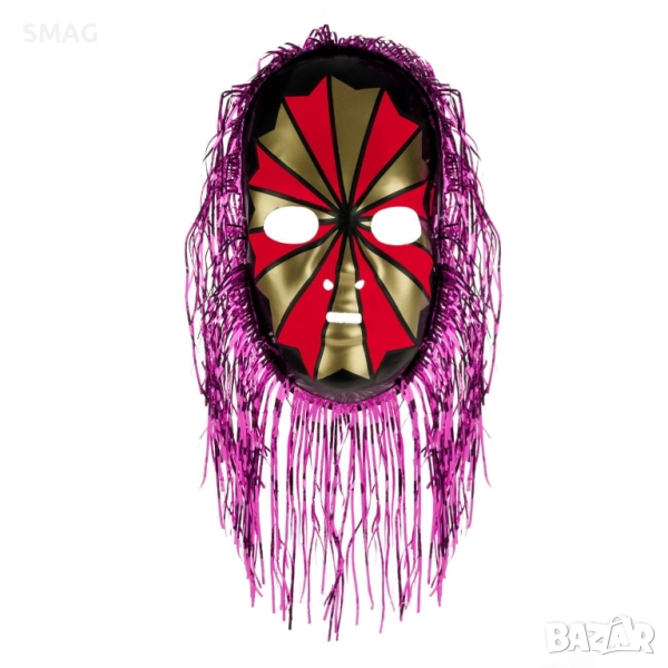 Хелоуин / Halloween карнавална маска пластмасова с коса металик_1030422, снимка 1