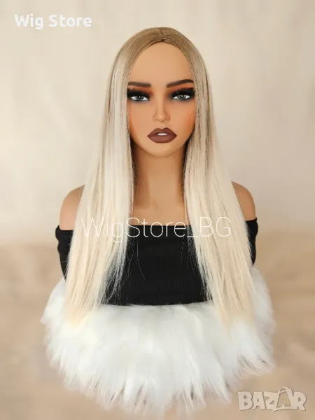 Права руса перука без бретон средна дължина, снимка 1