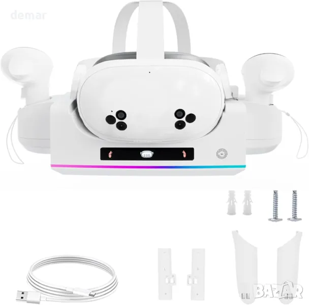 Зареждаща докинг станция за Meta Quest 3S/Quest 3, бяла, снимка 1