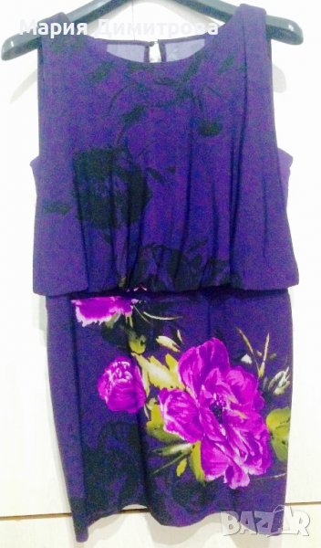 Красива лилава рокля с цветя, снимка 1