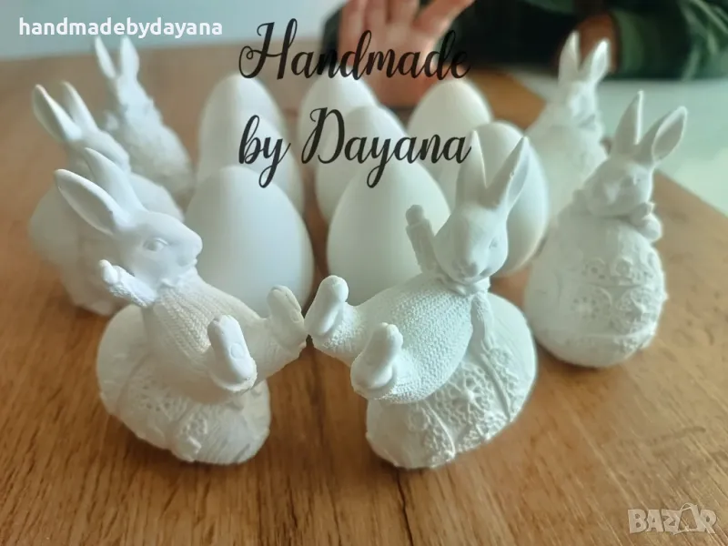Великденски керамични зайчета с яйце, снимка 1