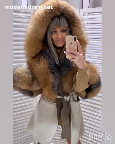 Дамско луксозно палто кашмир вълна и лисица код 84, снимка 1