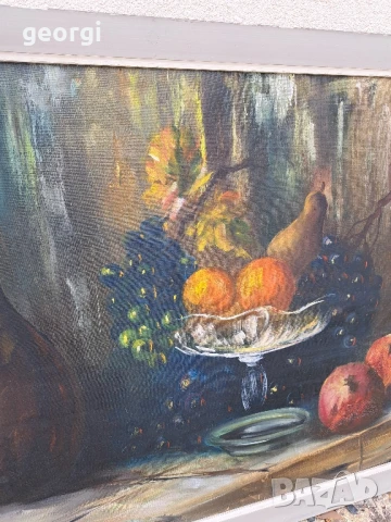 голяма стара картина натюрморт , снимка 6 - Картини - 51392256