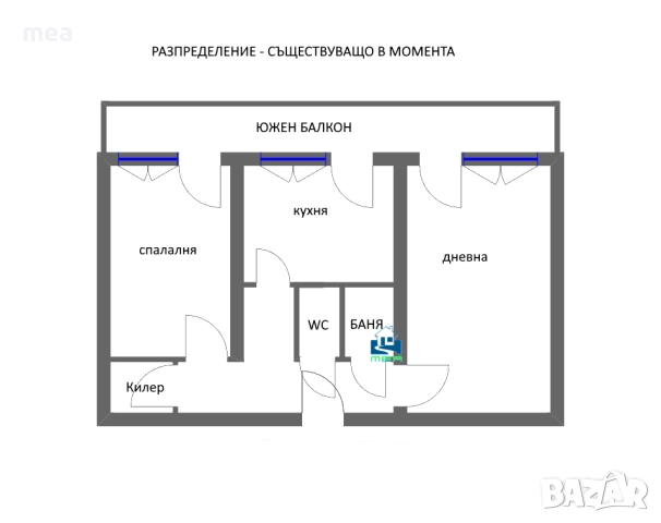 2-стаен/56 кв. м/Панел/ет.6-от-6/ТЕЦ/Южен/Толостой/София, снимка 5 - Апартаменти - 52050412