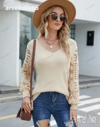 Дамски трикотажен едноцветен пуловер, 5цвята , снимка 7 - Блузи с дълъг ръкав и пуловери - 39132309