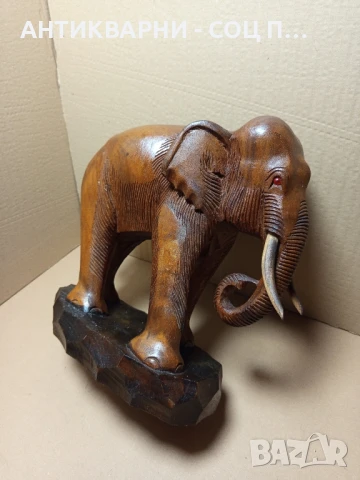 Стар Голям Ръчно Изработен Дървен Слон., снимка 2 - Антикварни и старинни предмети - 50991470