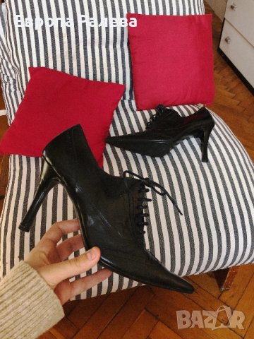 Черни кожени токчета ZARA, снимка 7 - Дамски обувки на ток - 44496505