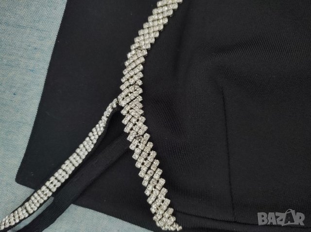 Уникална черна бандажна рокля с камъни камъчета Avin Alessa Cliche Balmain, снимка 12 - Рокли - 26857099