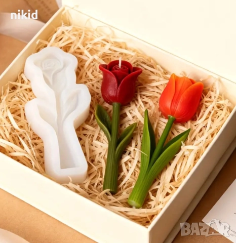 3D  роза лале зюмбюл право голямо цвете силиконов молд форма за фондан смола шоколад гипс свещ декор, снимка 5 - Форми - 52407088