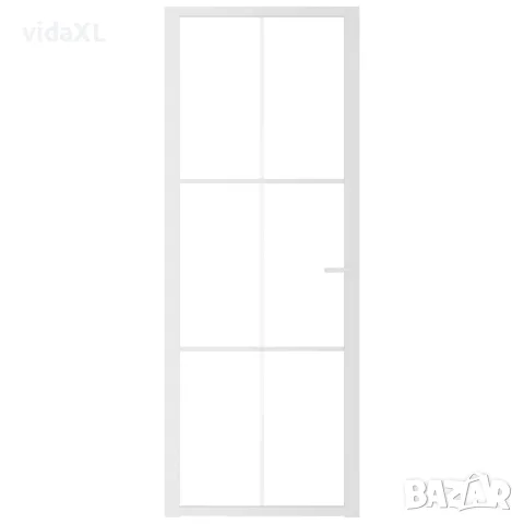 vidaXL Интериорна врата 76x201,5 см бяла ESG стъкло и алуминий, снимка 3 - Входни врати - 56147174