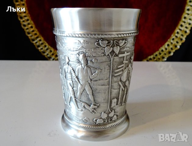 Чаша от калай за вино,картини Къмпинг,излет. , снимка 5 - Антикварни и старинни предмети - 44231741