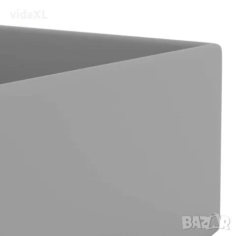 vidaXL Мивка за баня с преливник, керамична, светлосива, снимка 6 - Мивки - 56146122