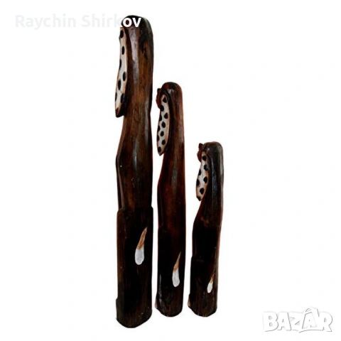 Големи дървени фигури кучета (сет от 3) – ръчна изработка, Бали, до 100 см, снимка 4 - Декорация за дома - 54055918