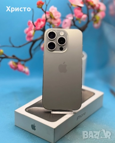 ГАРАНЦИОНЕН!!! Apple iPhone 15 Pro, 128GB, 5G, Natural Titanium + подарък оригинален адаптер , снимка 5 - Apple iPhone - 52702007