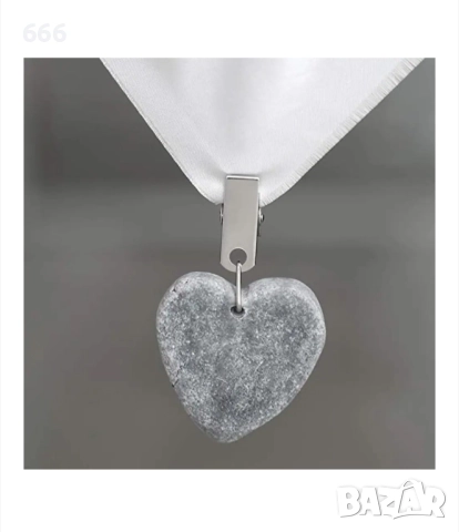 Комплект от 6 тежести за покривки с щипки, форма на сърце, естествен камък, сив, снимка 2 - Други стоки за дома - 52910593