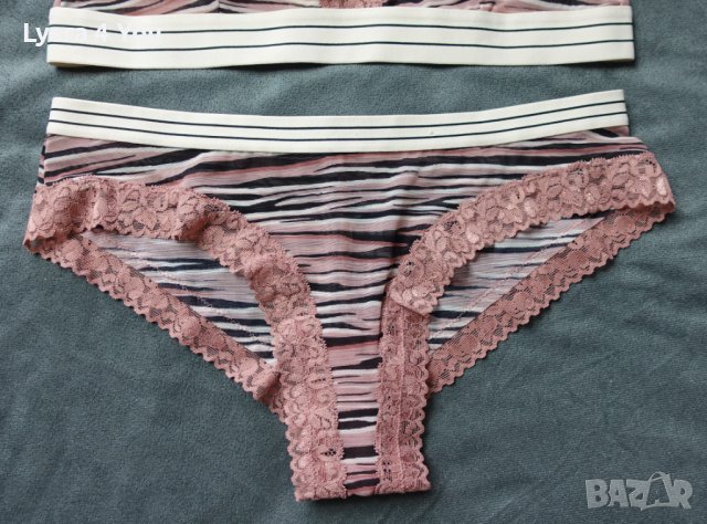 S/M тюлен комплект бразилиана и сутиен с дантела, снимка 2 - Бельо - 37873344