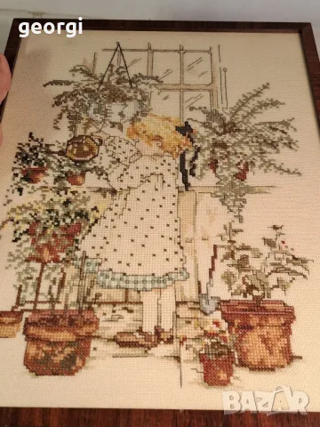 гоблен дете с цветя  7/1, снимка 4 - Гоблени - 49670414