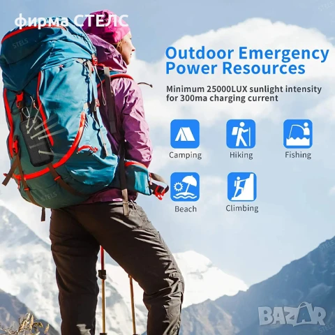 Преносима батерия STELS PowerMax 20K, 20000mAh, соларен панел, LED фенер, черно-оранжева, снимка 9 - Външни батерии - 50559228