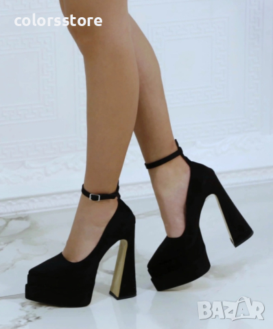 Обувки на ток - черен велур - VT2, снимка 2 - Дамски обувки на ток - 44724764