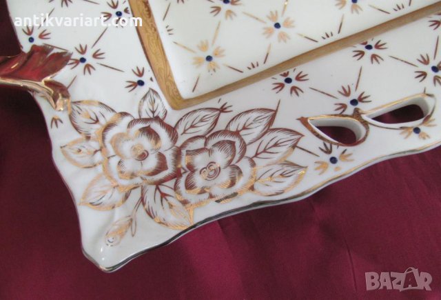 Винтич Голям Порцеланов Поднос Япония Маркиран, снимка 12 - Антикварни и старинни предмети - 31664165