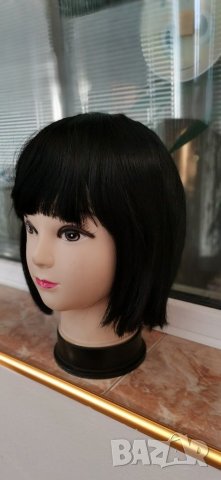 Нова черна перука от естествена коса перука от човешки косъм 30 см Боб стил - мод.16, снимка 7 - Аксесоари за коса - 29932399