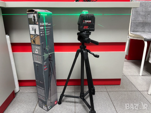 PARKSIDE PERFORMANCE Акумулаторен Лазерен Нивелир с кръстосани линии PKLLP 360 B3–зелен лазер 4V, снимка 2 - Други инструменти - 53295058