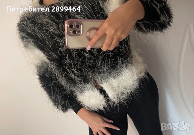 Меко елегантно палто в два цвята, снимка 6 - Палта, манта - 44033201