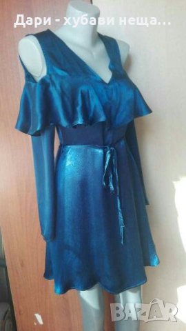 Синя рокля  "MANGO", от сатен 🍀Промоция 🍀❤S,S/M❤🍀арт.4398