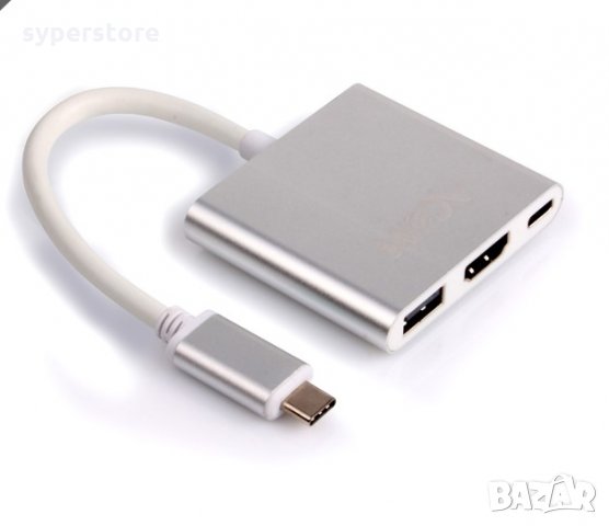 USB Хъб USB Преобразувател VCom SS001225, USB Type C Хъб, 3-in-1 Docking Station , снимка 1 - Кабели и адаптери - 33986924